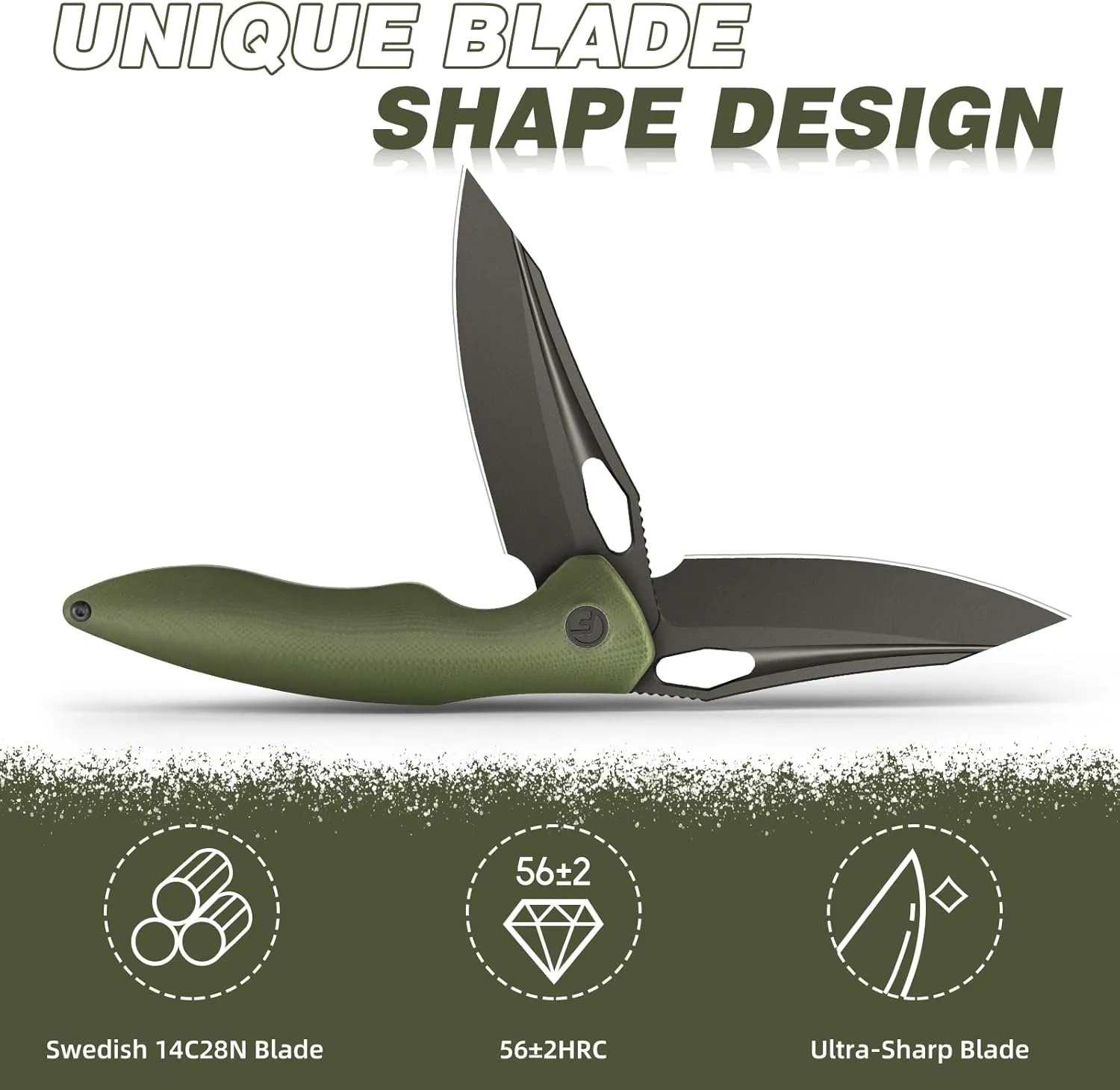 Apollo Pocket Knife, 3.3" 14C28N Blade G10 Handle Folding Knife with Liner Lock, Small EDC Knife with Pocket Clip for Camping, Survival, Hunting, Unique Gift for Men Women