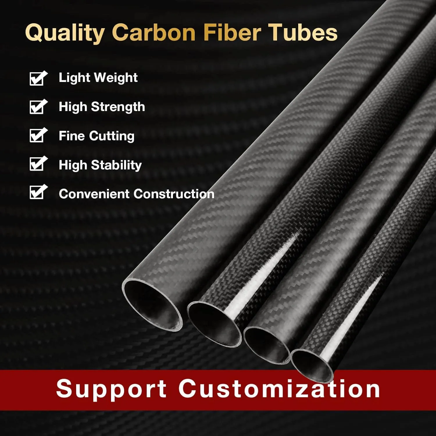 ARRIS 20mm Outer Dia. 500mm 3K Roll Wrapped 100% Carbon Fiber Tube 18mm x 20mm x 500mm Matt Surface (2 PCS)