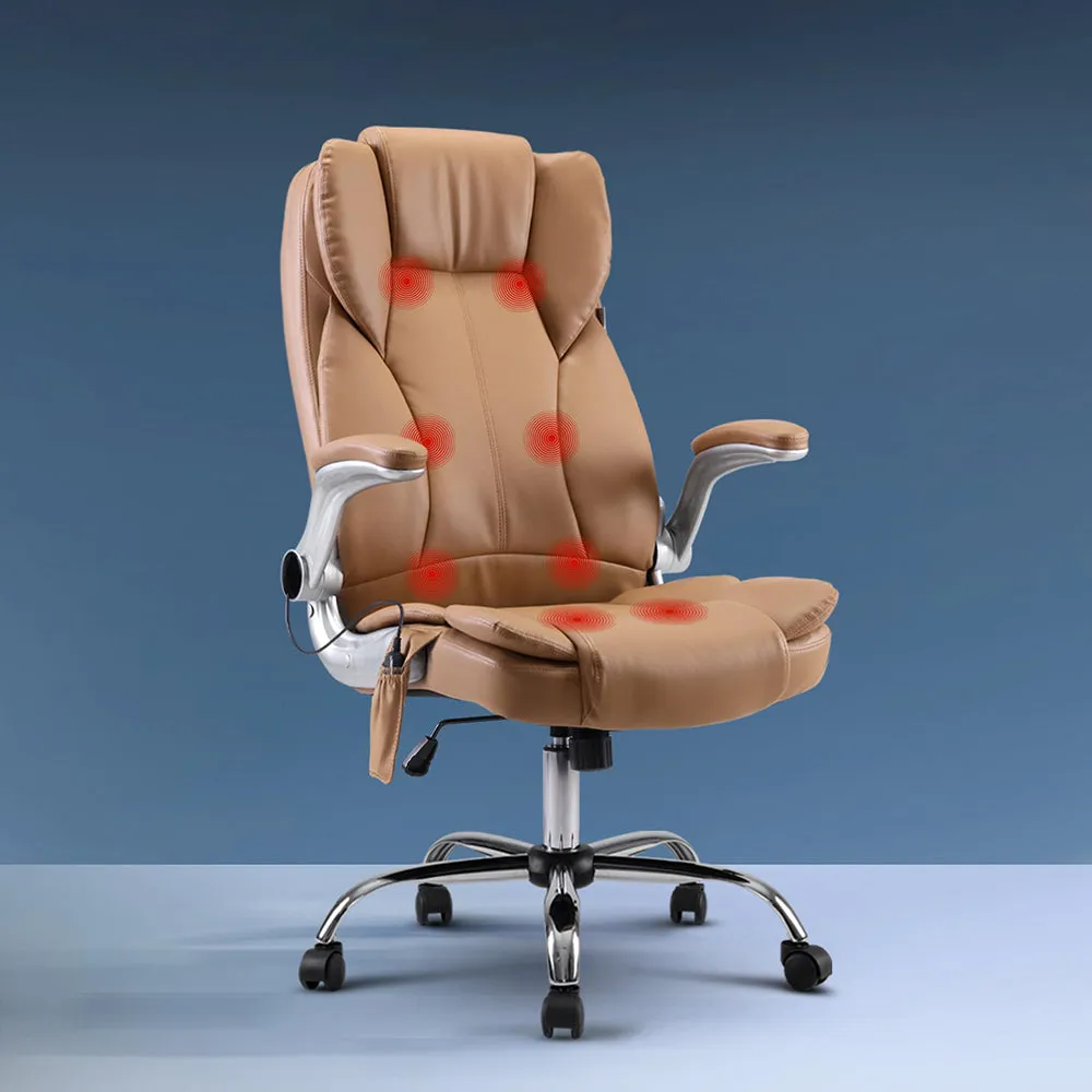 Artiss Massage Office Chair Gaming Chair Computer Desk Chair 8 Point Vibration Espresso