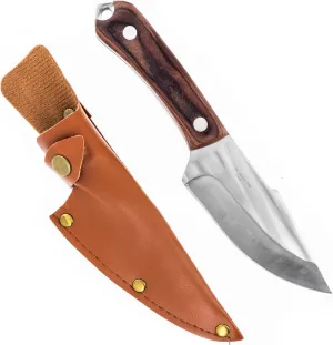 ASR Outdoor 8 Inch Heavy Duty Full Tang Harpoon Point Fixed Blade Knife with Wood Handle and Belt Loop Sheath