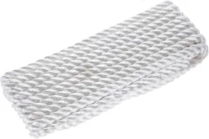 Attwood 11715-7 Premium 3-Strand Twisted Nylon Dock Line, 1/2-Inch Thick, 25 Feet Long, Pre-Spliced One End, White