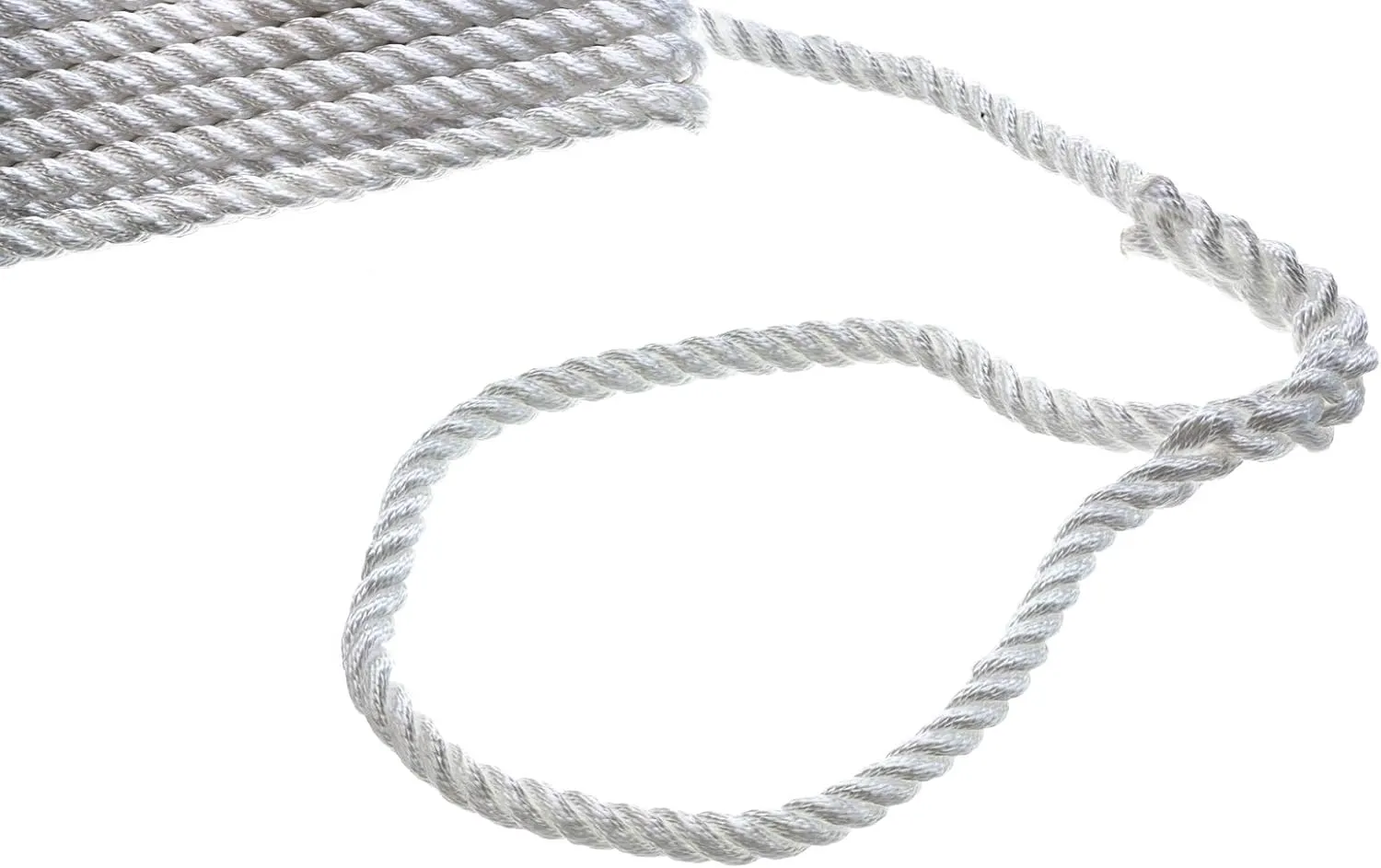 Attwood 11715-7 Premium 3-Strand Twisted Nylon Dock Line, 1/2-Inch Thick, 25 Feet Long, Pre-Spliced One End, White