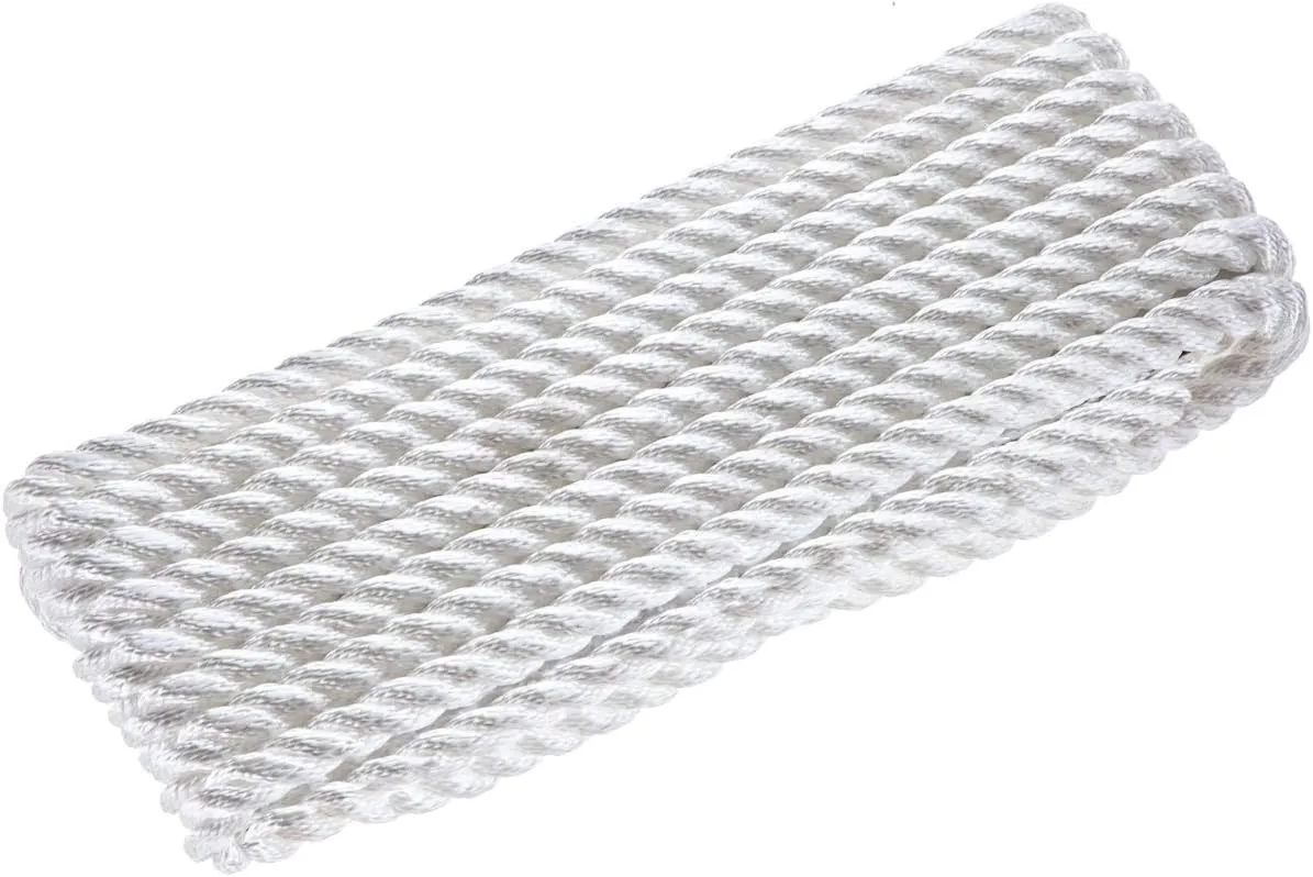 Attwood 11715-7 Premium 3-Strand Twisted Nylon Dock Line, 1/2-Inch Thick, 25 Feet Long, Pre-Spliced One End, White
