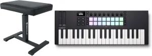 Audiosavings Bundle: Novation LAUNCHKEY MINI 37 MK4 37-key MIDI Ableton Live Keyboard Controller Bundle with Rockville AIR-BENCH Keyboard/Piano Bench Chair Hydraulic Air Lift Comfy Padding (2 Items)