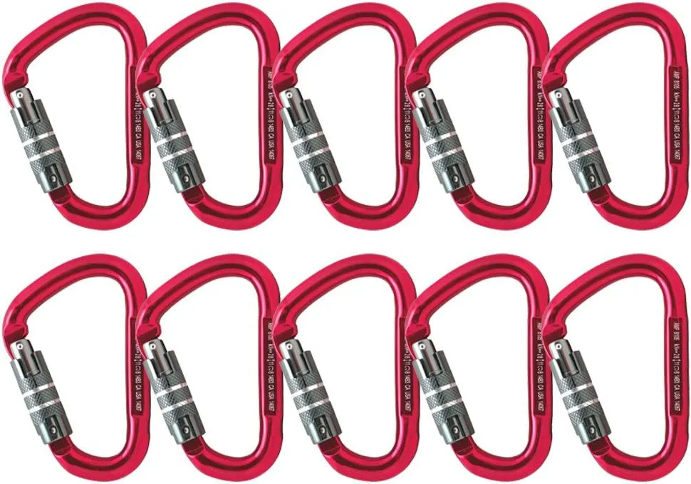 Auto Locking Carabiner 28KN (10-Pack) - Fusion Climb Eureka - Professional Rock Climbing Carabiner - Aluminium Auto Locking Carabiner for Climbing, Rappelling, Pear Shaped - UIAA ANSI Compliant