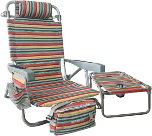 Backpack Beach Chair Aluminum with Folding Camping Table 5-Position Lay Flat Lounge Chair Outdoor for Adults with Insulated Cooler Bag and Cup Holder