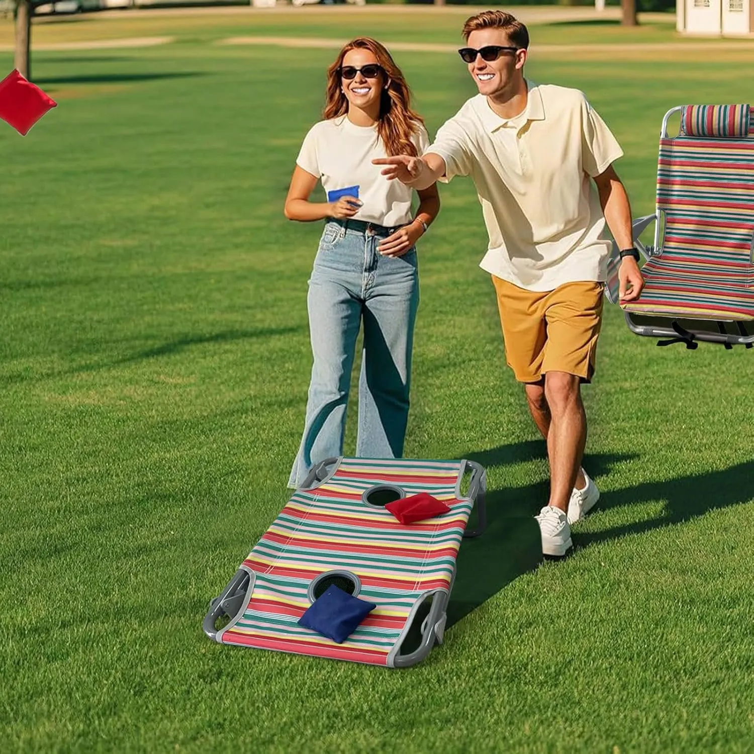Backpack Beach Chair Aluminum with Folding Camping Table 5-Position Lay Flat Lounge Chair Outdoor for Adults with Insulated Cooler Bag and Cup Holder