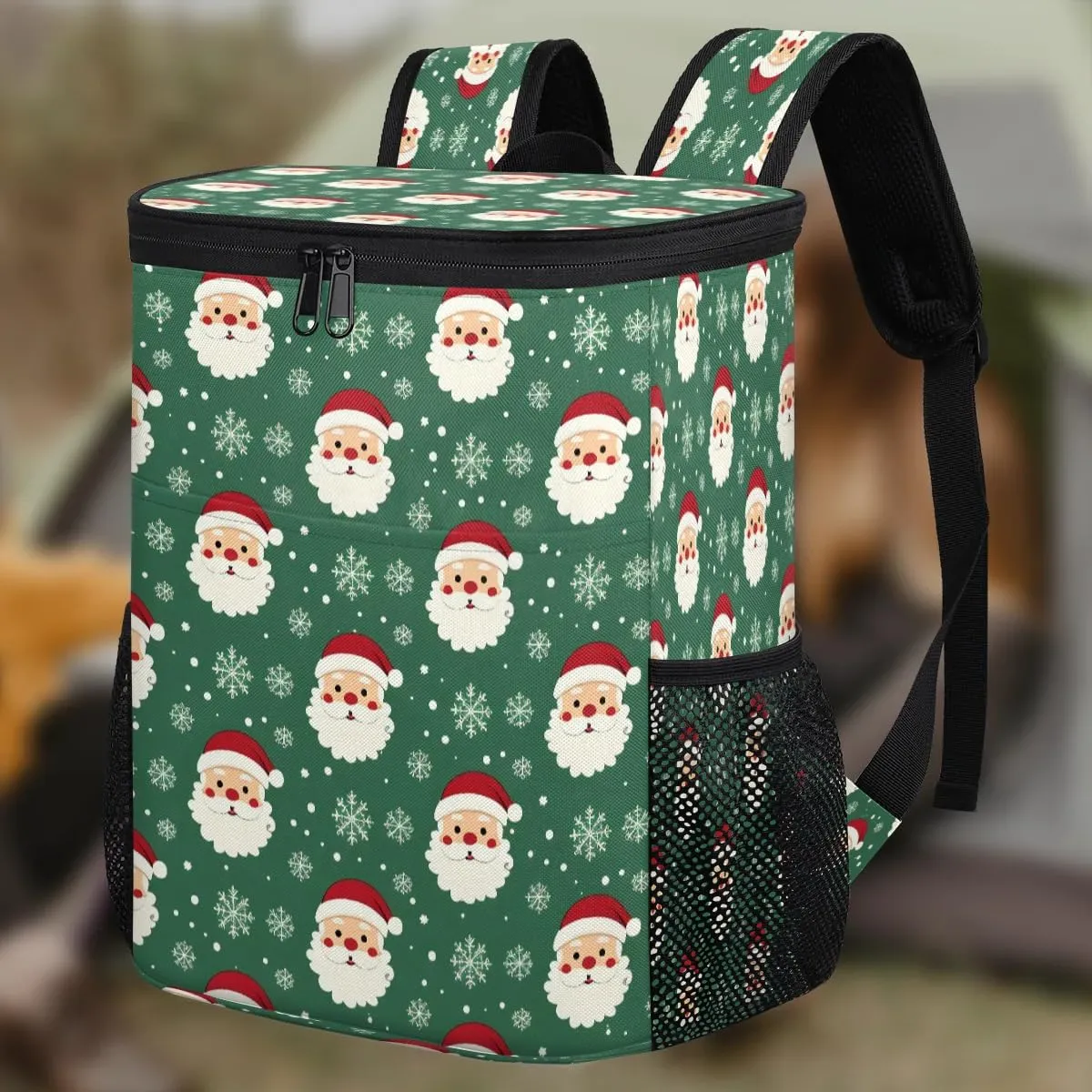 Backpack Cooler Christmas Santa Claus Snowflake Cooler Backpack Insulated Leak Proof Soft Cooler Bag for Men Women Lunch Backpack for Camping Picnic Hiking Beach Travel
