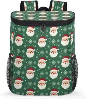 Backpack Cooler Christmas Santa Claus Snowflake Cooler Backpack Insulated Leak Proof Soft Cooler Bag for Men Women Lunch Backpack for Camping Picnic Hiking Beach Travel