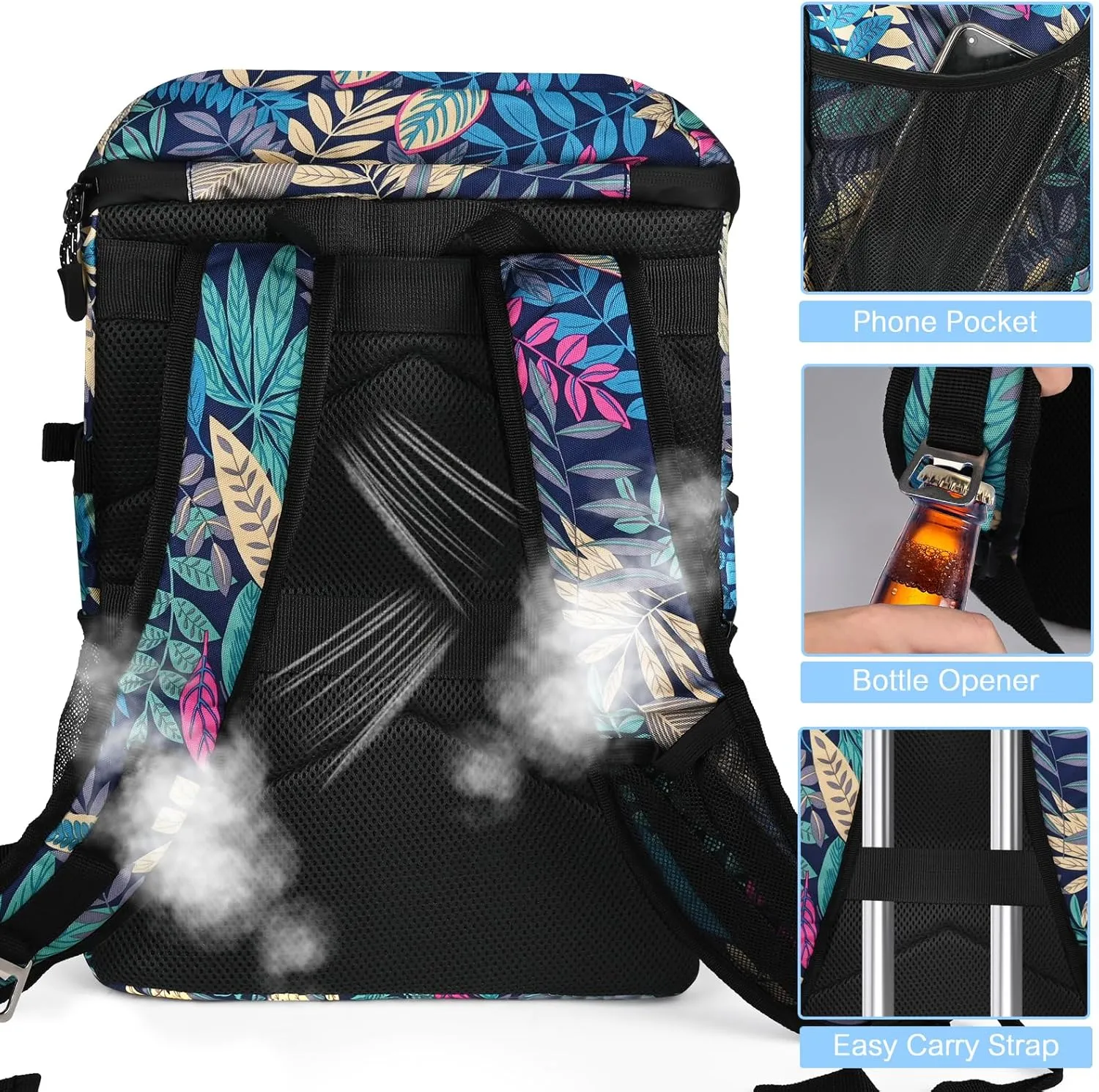 Backpack Coolers Insulated Leak Proof 30 Cans, Soft Sided Insulated Cooler Bags Ice Chest Backpack for Beach Travel Camping, with Reusable Ice Packs