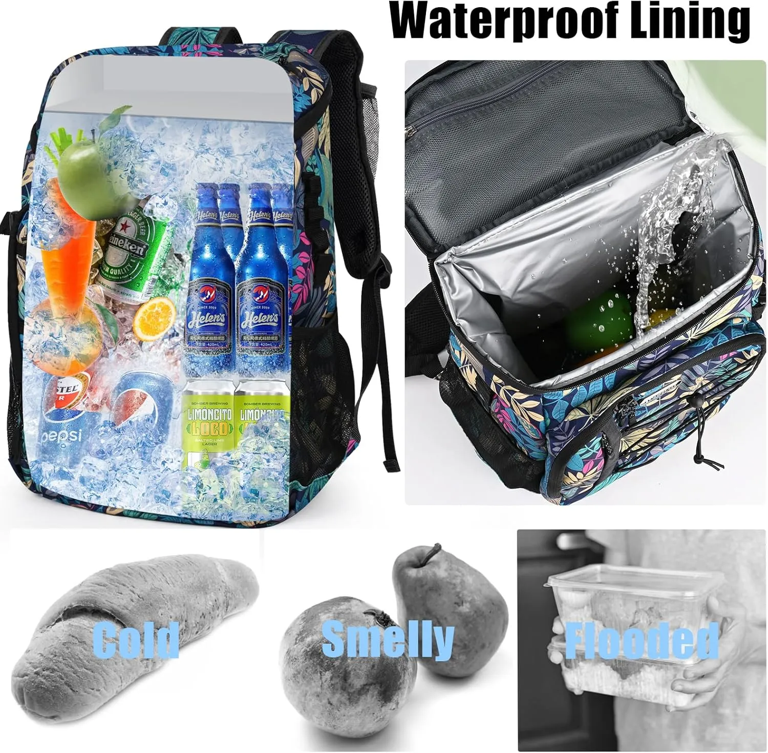 Backpack Coolers Insulated Leak Proof 30 Cans, Soft Sided Insulated Cooler Bags Ice Chest Backpack for Beach Travel Camping, with Reusable Ice Packs
