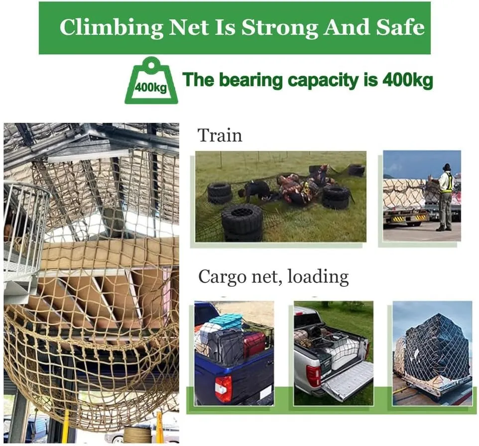 Backyard Climbing Frame Net Heavy Duty Climbing Cargo Net De Polyamide Thick 0.47" Playground Safety Net Rope Ladder Kids Tree House for Indoor and Outdoor,6.6x31.2ft