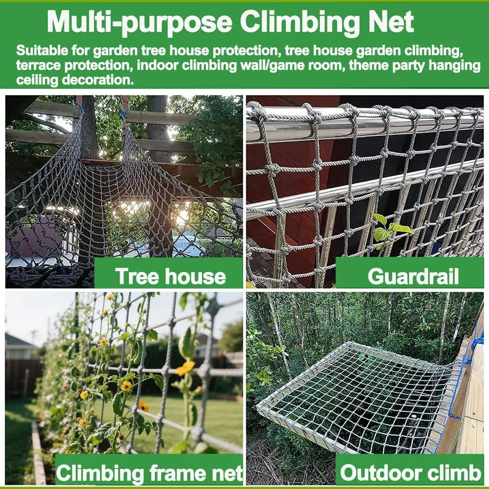 Backyard Climbing Frame Net Heavy Duty Climbing Cargo Net De Polyamide Thick 0.47" Playground Safety Net Rope Ladder Kids Tree House for Indoor and Outdoor,6.6x31.2ft