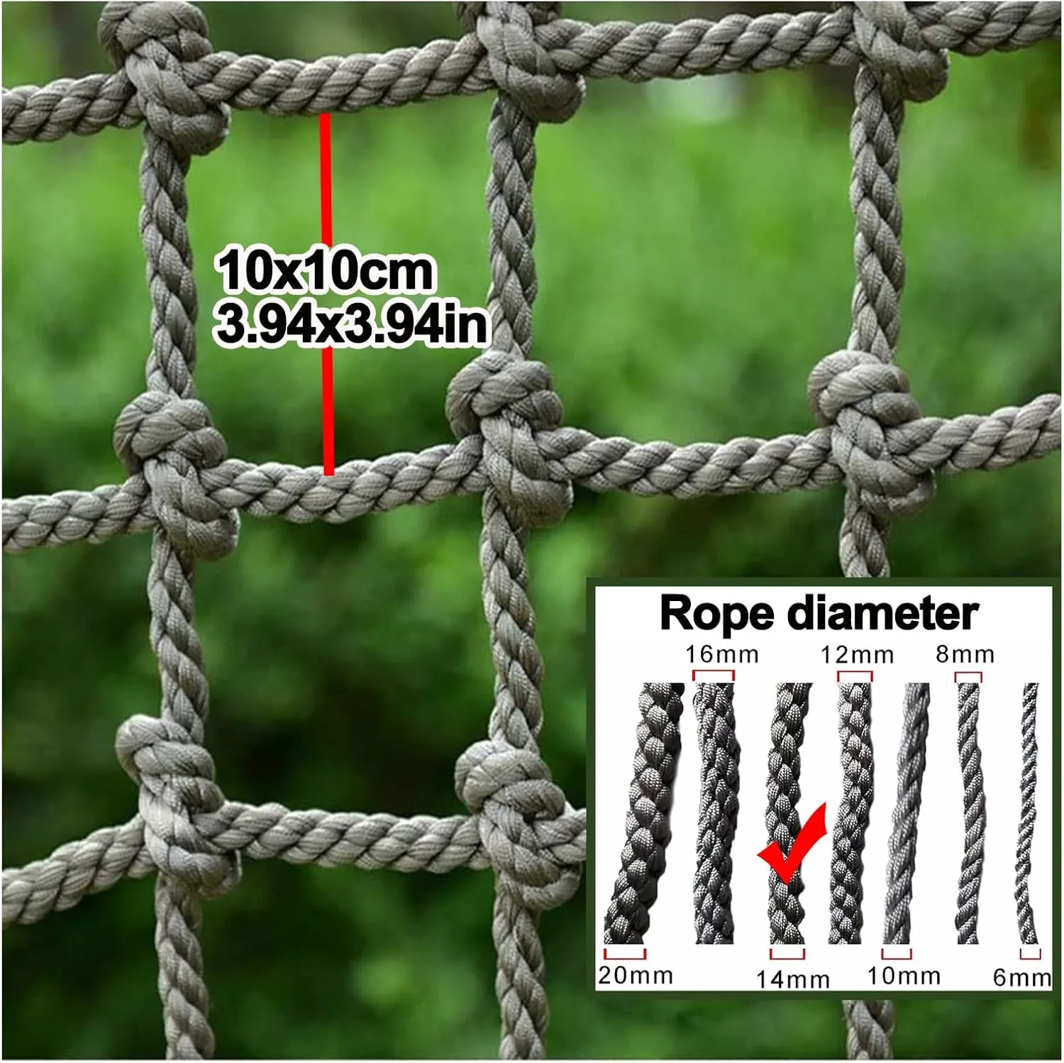 Backyard Playground Safety Net Heavy Duty Rope Ladder Climbing Cargo Net Outdoor Tree House Thick 0.55" Polyamide Stair Balcony Railing Protection Net,6.6x32.8ft
