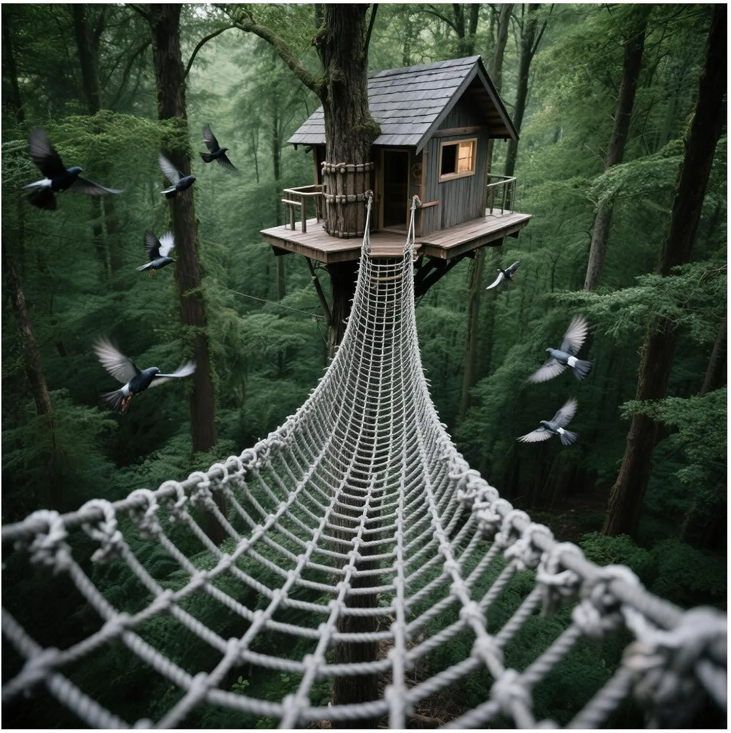 Backyard Playground Safety Net Heavy Duty Rope Ladder Climbing Cargo Net Outdoor Tree House Thick 0.55" Polyamide Stair Balcony Railing Protection Net,6.6x32.8ft