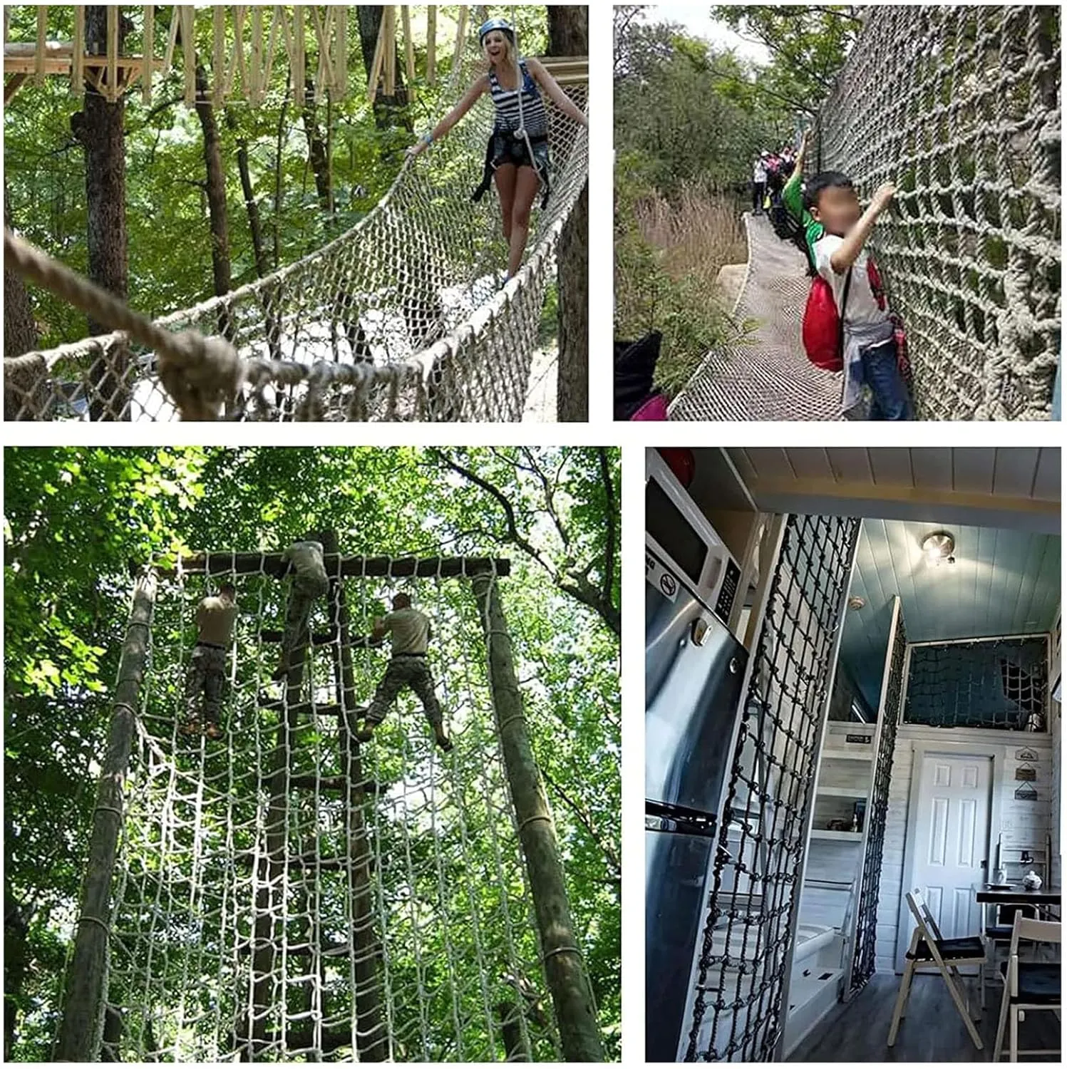 Backyard Playground Safety Net Heavy Duty Rope Ladder Climbing Cargo Net Outdoor Tree House Thick 0.55" Polyamide Stair Balcony Railing Protection Net,6.6x32.8ft