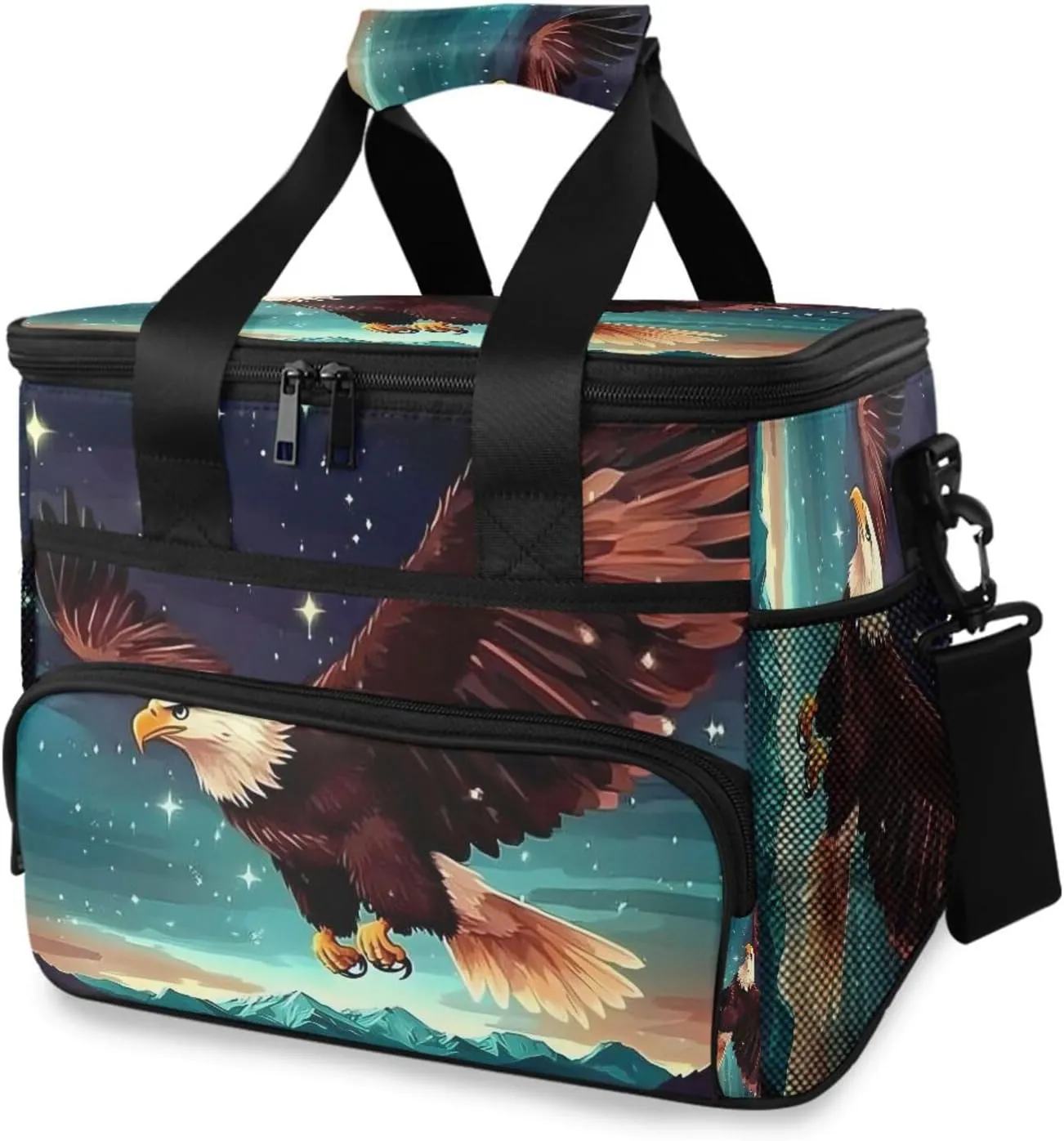 Bald Eagle Mountain Galaxy Cooler Bag Insulated Cooler Soft Sided Cooler 24 Can Portable Picnic Bag Large Leakproof Lunch Bag Box for Beach Grocery Camping Travel Car Men Women