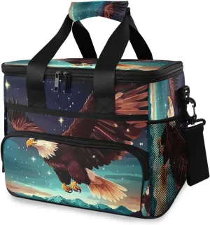 Bald Eagle Mountain Galaxy Cooler Bag Insulated Cooler Soft Sided Cooler 24 Can Portable Picnic Bag Large Leakproof Lunch Bag Box for Beach Grocery Camping Travel Car Men Women
