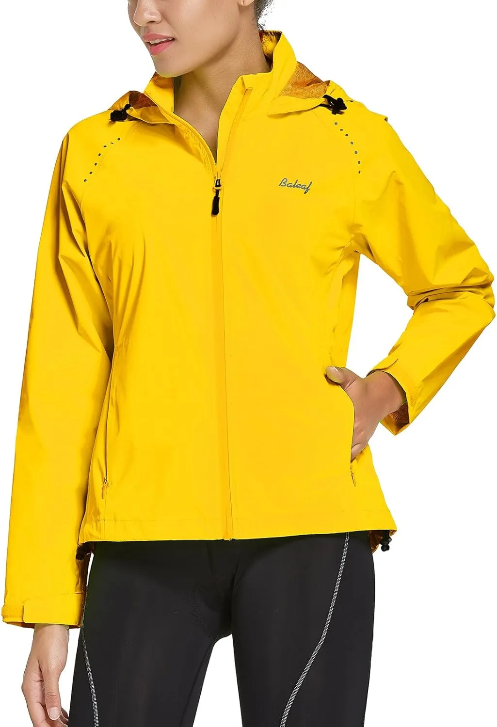 baleaf Women's Rain Jackets Waterproof Windbreaker Packable Running Lightweight Cycling Jacket Reflective Hooded