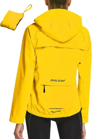 baleaf Women's Rain Jackets Waterproof Windbreaker Packable Running Lightweight Cycling Jacket Reflective Hooded