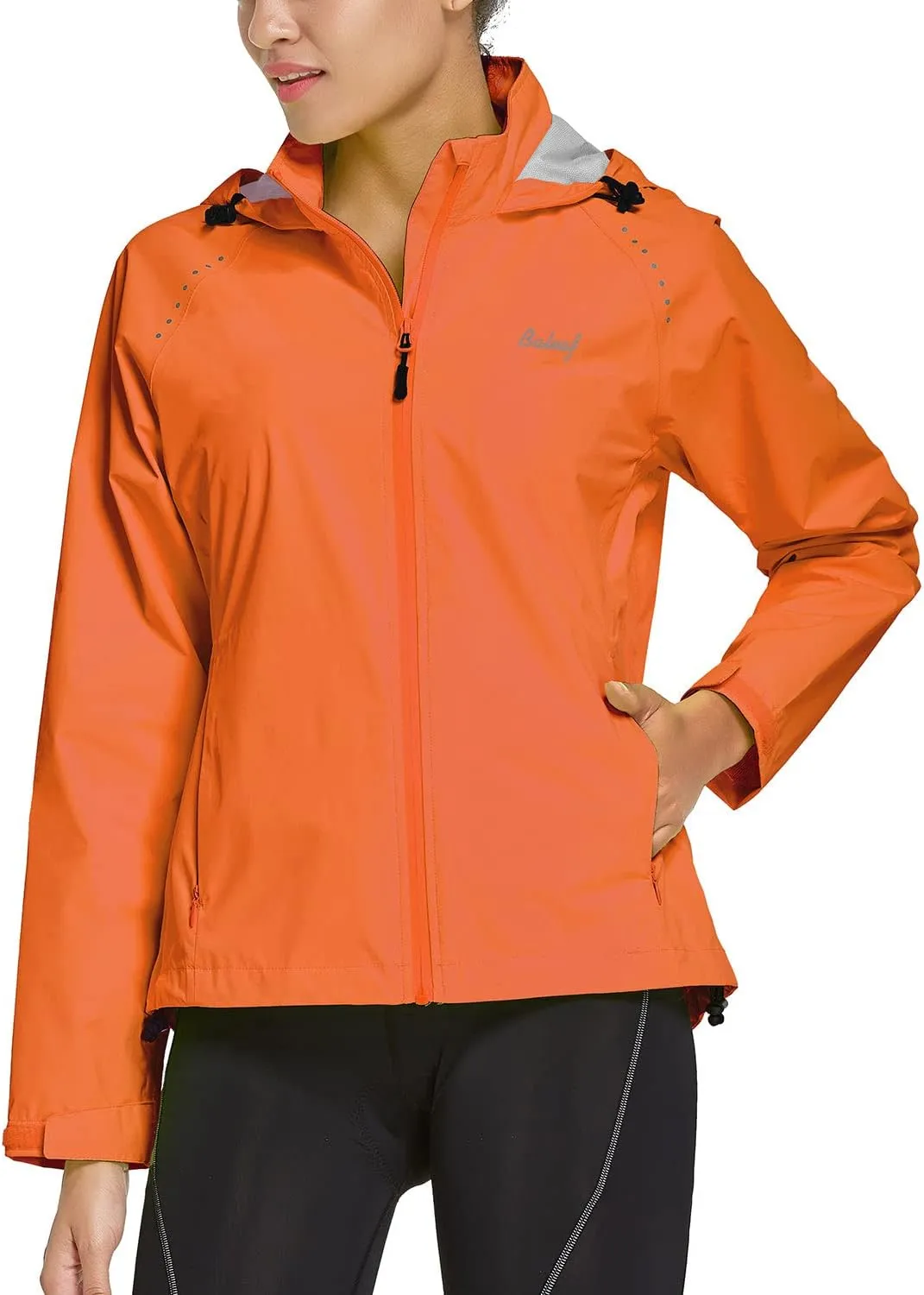 baleaf Women's Rain Jackets Waterproof Windbreaker Packable Running Lightweight Cycling Jacket Reflective Hooded