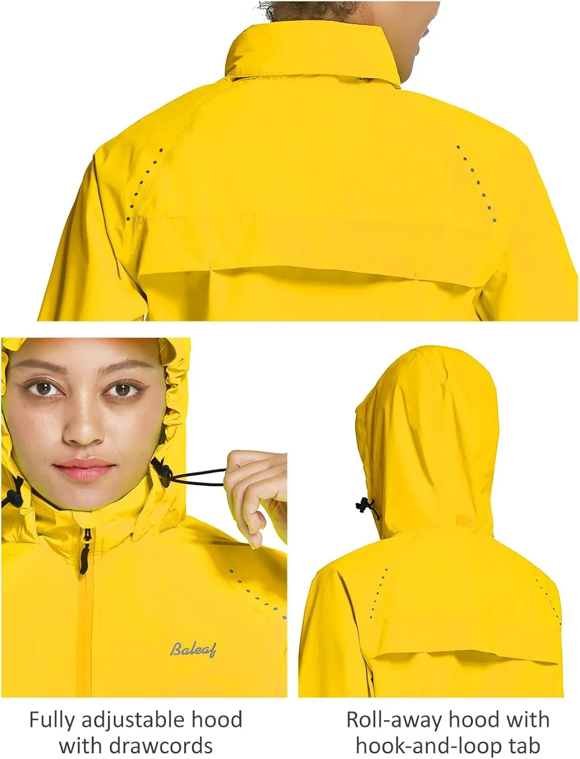 baleaf Women's Rain Jackets Waterproof Windbreaker Packable Running Lightweight Cycling Jacket Reflective Hooded