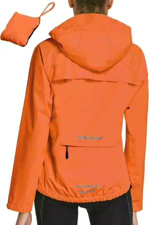 baleaf Women's Rain Jackets Waterproof Windbreaker Packable Running Lightweight Cycling Jacket Reflective Hooded