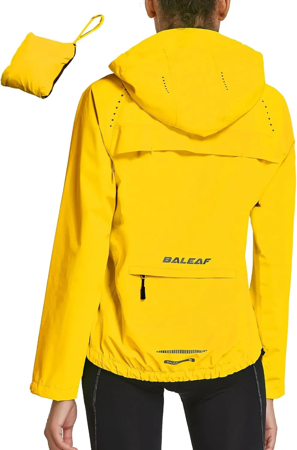 baleaf Women's Running Rain Jackets Waterproof Windbreaker Light Outdoor Cycling Winter Sports Jacket Reflective Packable Hooded Purple XXL