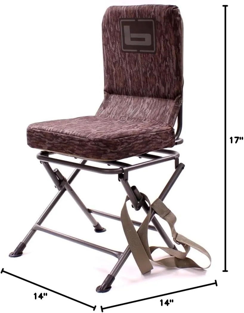 Banded Swivel Blind Chair – 360° Silent Rotation, Adjustable Legs, Padded Seat for Hunting (Bottomland, Regular)