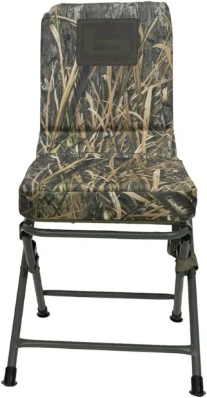 Banded Swivel Blind Chair – 360° Silent Rotation, Adjustable Legs, Padded Seat for Hunting (Mossy Oak Shadow Grass Habitat, Tall)