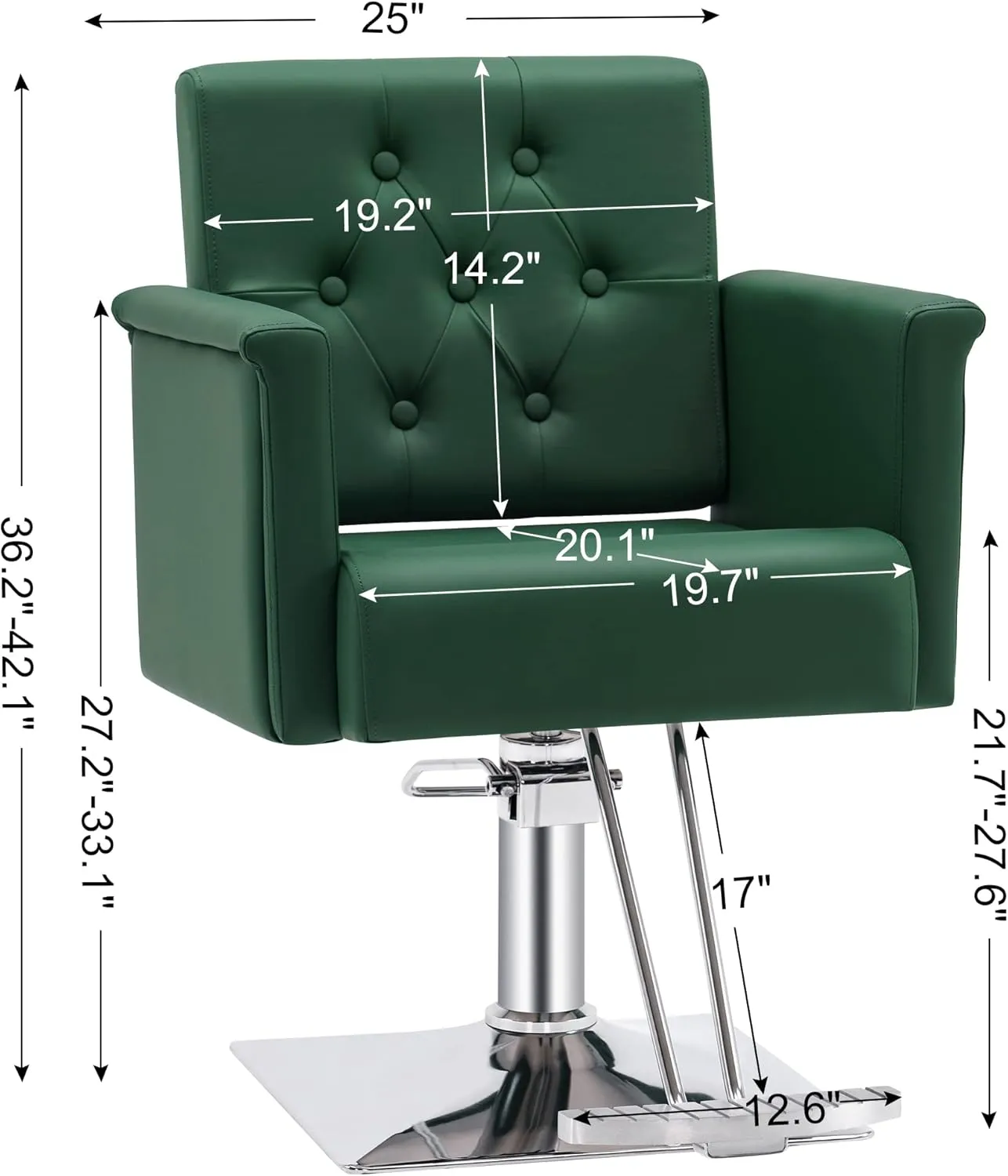 BarberPub Salon Chair for Hair Stylist,Classic Hydraulic Barber Styling Chair,Beauty Spa Salon Equipment 8811 (Green)