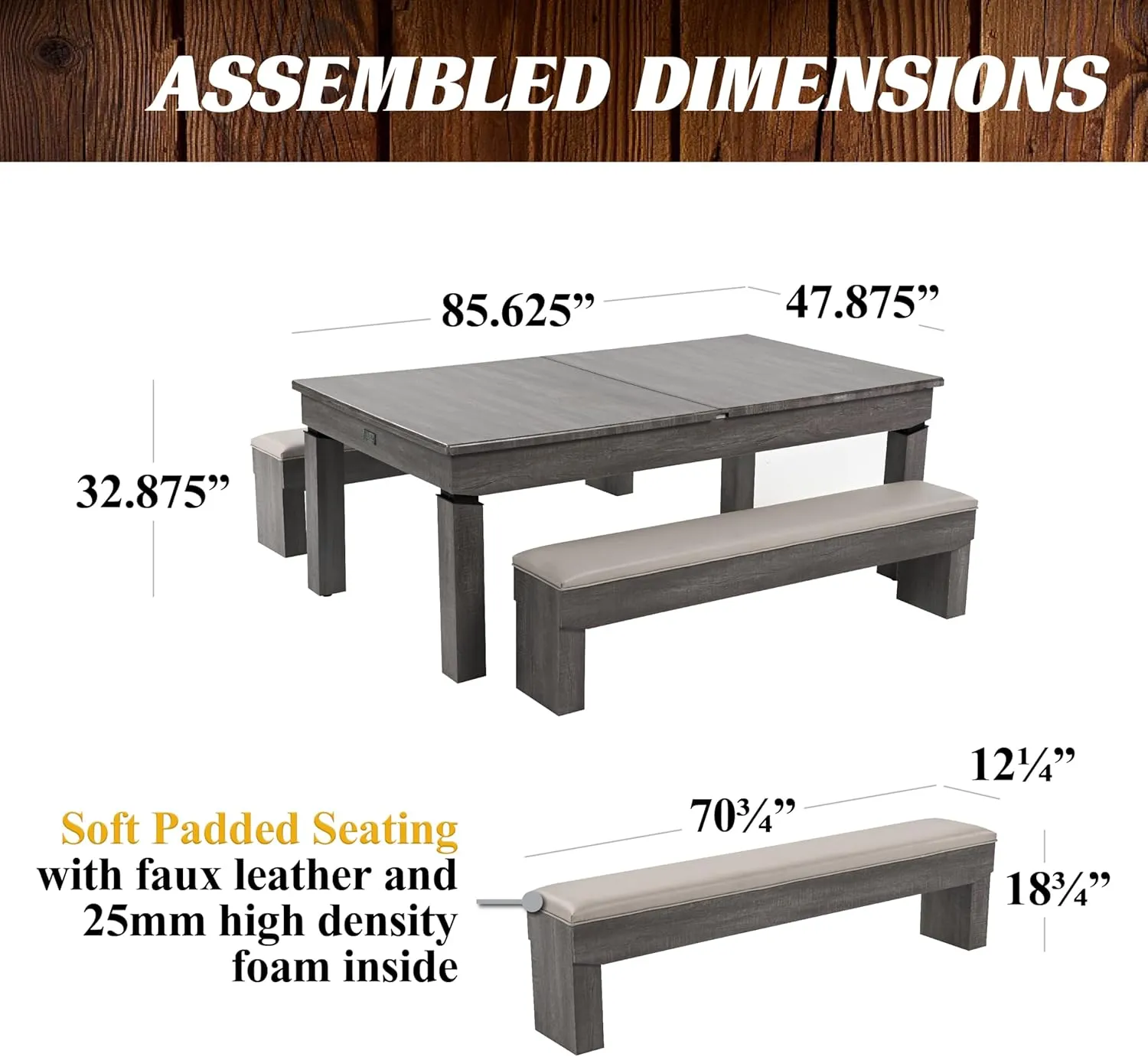 Barrington Billiards 7' Drop Pocket Pool Table 3-in-1 Dining Top, Table Tennis and Billiards with Game Accessories