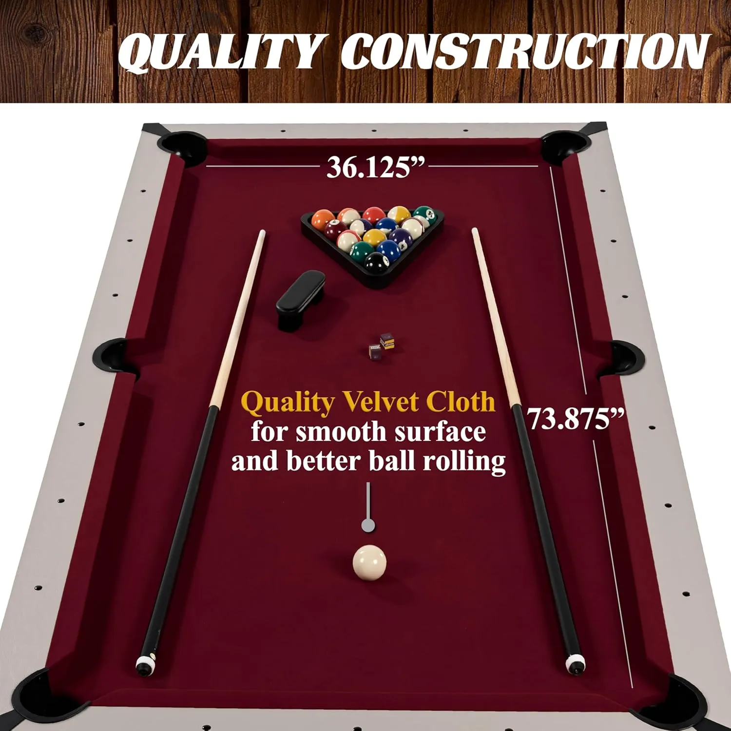 Barrington Billiards 7' Drop Pocket Pool Table 3-in-1 Dining Top, Table Tennis and Billiards with Game Accessories
