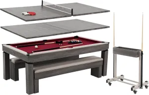 Barrington Billiards 7' Drop Pocket Pool Table 3-in-1 Dining Top, Table Tennis and Billiards with Game Accessories