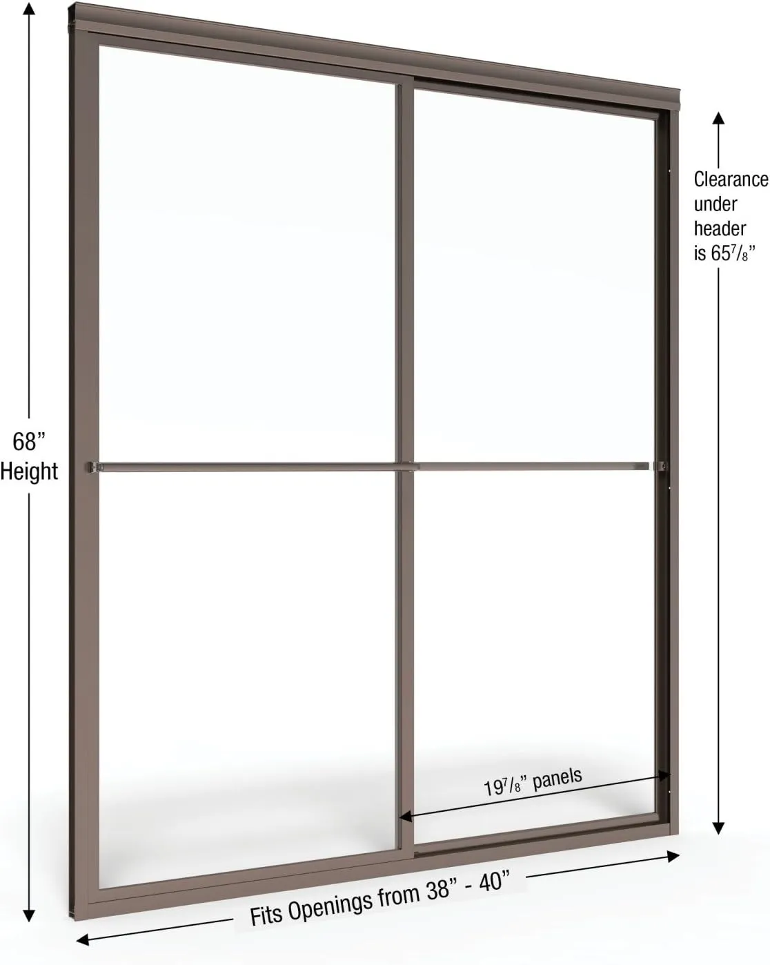Basco DLXH05A4068RNOR Deluxe Sliding Shower Door Fits 38-40 inch opening, Oil Rubbed Bronze