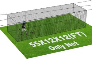 Baseball Batting Cage Nets, 35'L/55'L/70'L Baseball and Softball Cage Netting, Enclosed HDPE #42 Netting Batting Cages for Backyard and Indoor (NET ONLY)