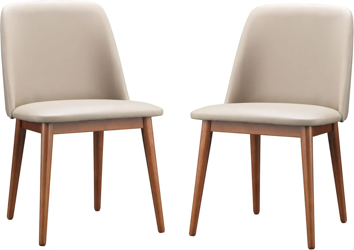 Baxton Studio Lavin Mid-Century Dark Walnut Wood and Beige Faux Leather Dining Chairs (Set of 2)