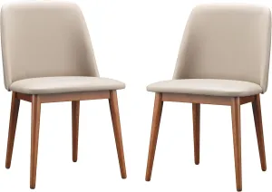 Baxton Studio Lavin Mid-Century Dark Walnut Wood and Beige Faux Leather Dining Chairs (Set of 2)
