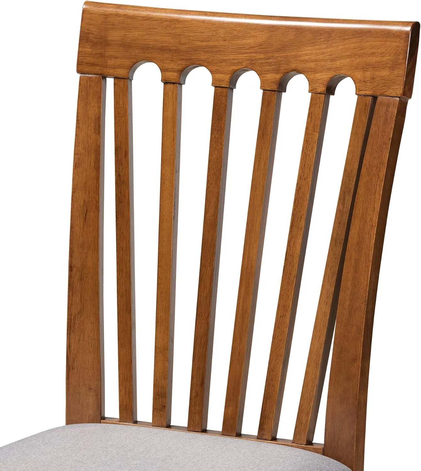 Baxton Studio Minette Dining Chair Set - Grey Fabric Upholstered, Walnut Brown Finished Wood