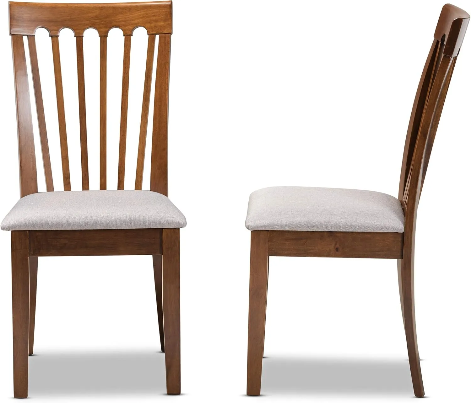 Baxton Studio Minette Dining Chair Set - Grey Fabric Upholstered, Walnut Brown Finished Wood
