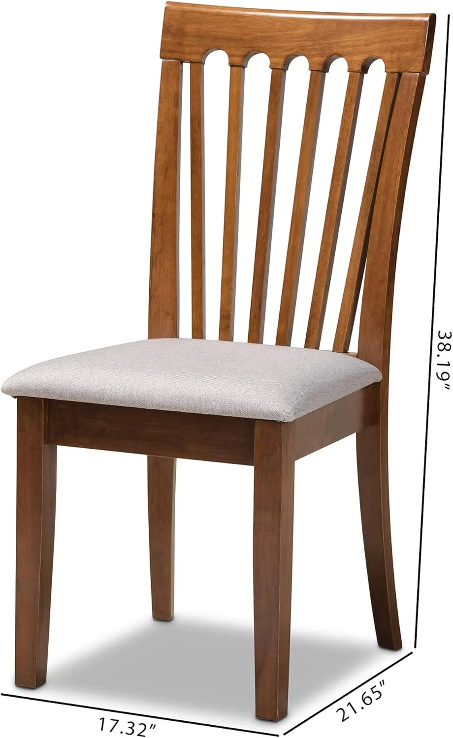 Baxton Studio Minette Dining Chair Set - Grey Fabric Upholstered, Walnut Brown Finished Wood