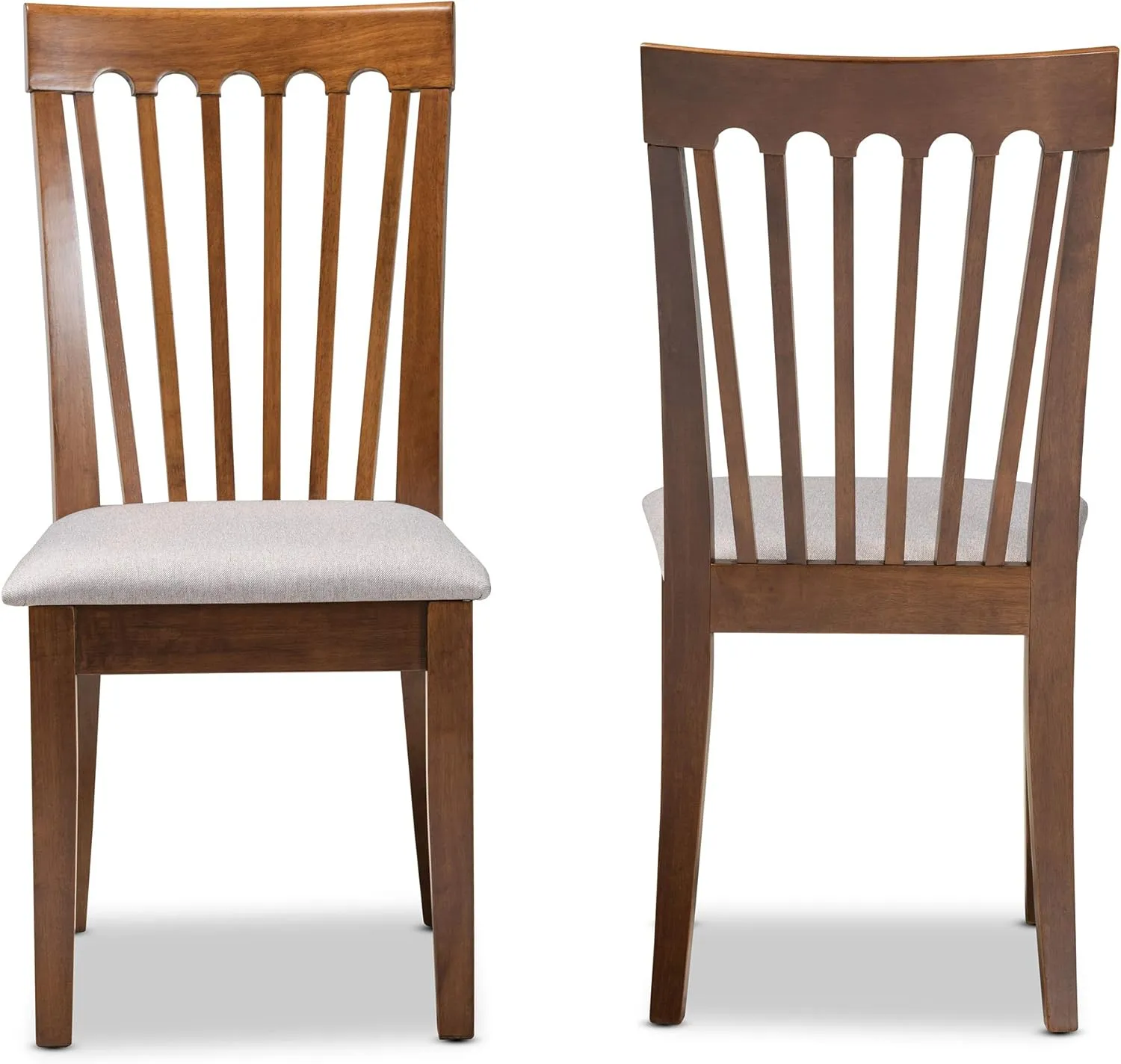 Baxton Studio Minette Dining Chair Set - Grey Fabric Upholstered, Walnut Brown Finished Wood
