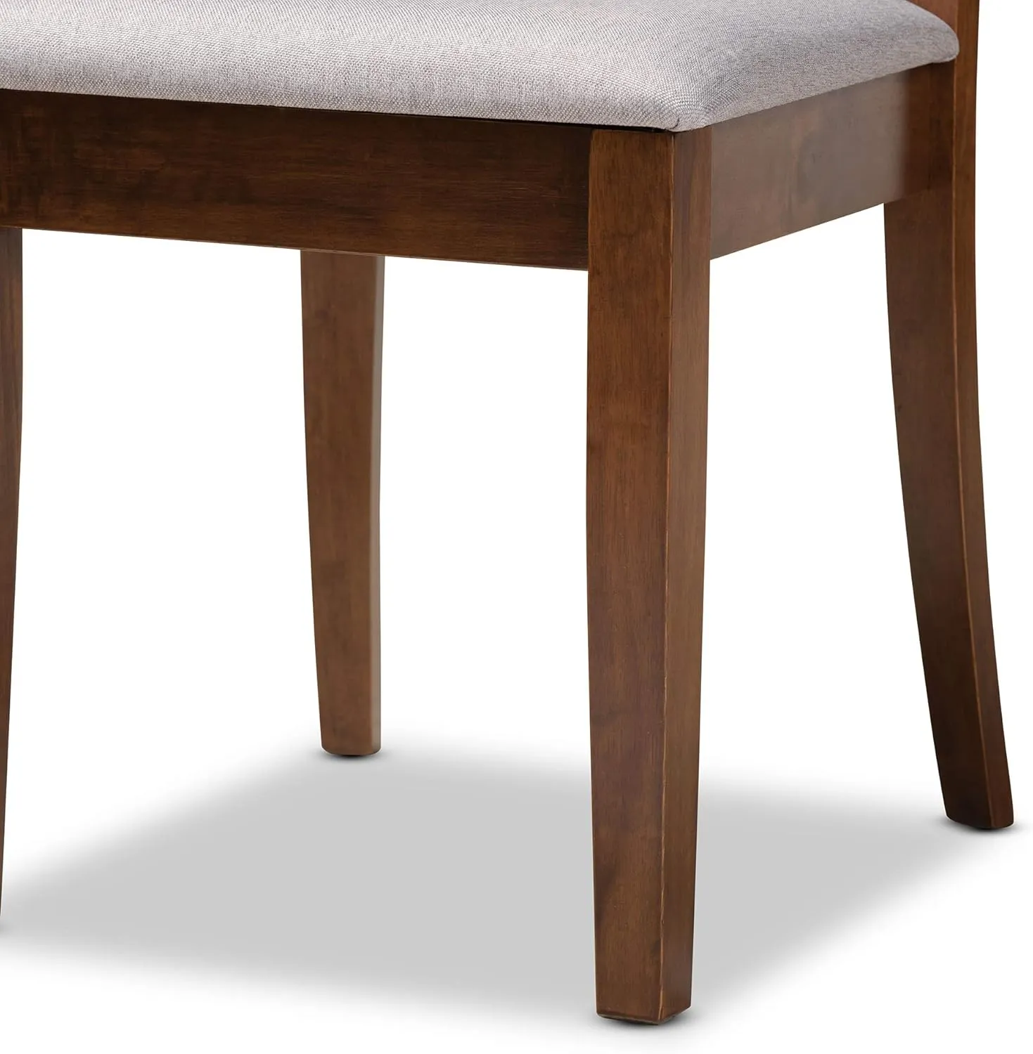 Baxton Studio Minette Dining Chair Set - Grey Fabric Upholstered, Walnut Brown Finished Wood
