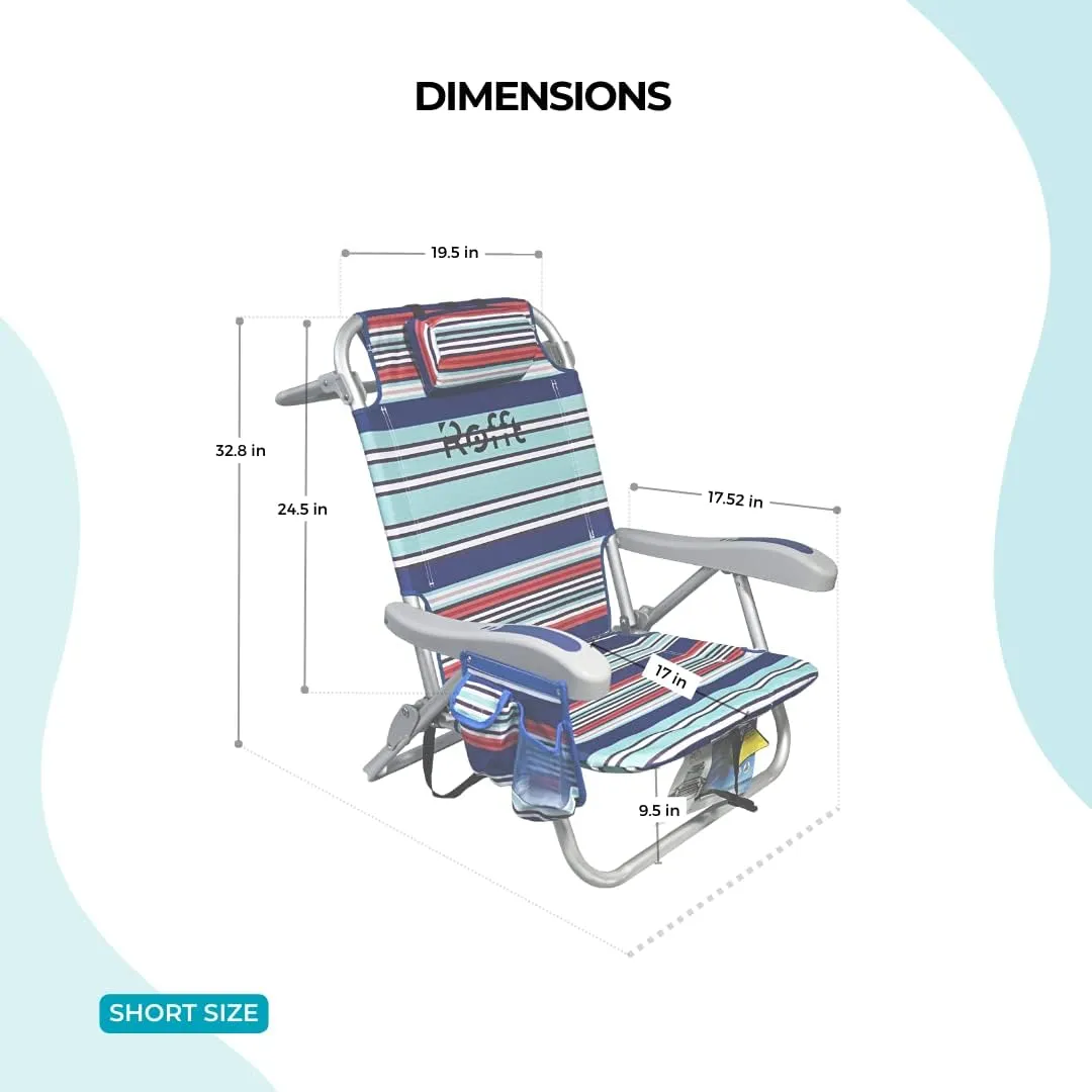 Beach Chair 6 Positions Backpack, Beach Chairs for Adults Reclining and Folding, Heavy Duty, Backpack Straps, Best Beach Chair Lay Flat Lightweight