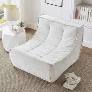 Bean Bag Chair, Lazy Floor Chair Chenille Single Couch with Backrest, Fireside Bean Bag Lounger Memory Foam Chair for Bedroom, Living Room, Reading Room and Gaming Venue, Beige