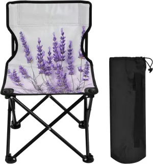 Beautiful Lavender Portable Outdoor Folding Chair Anti-Slip Padded Oxford Cloth Stool Camping Chair Small for Beach Hiking Fishing Gardening Quad Camp Chair