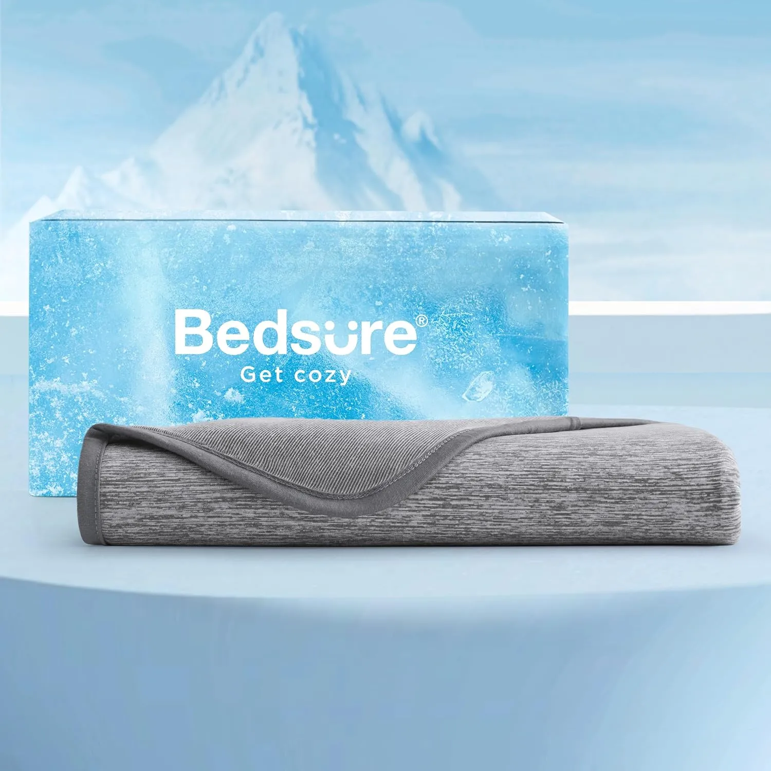 Bedsure Cooling Blanket King Size for Hot Sleepers - Summer Blanket King Size Cold Bed Cool Arc-Chill Thin Ice Cooled Grey Bedding with Rayon Derived from Bamboo Night Sweats Hot Flashes, 108x90