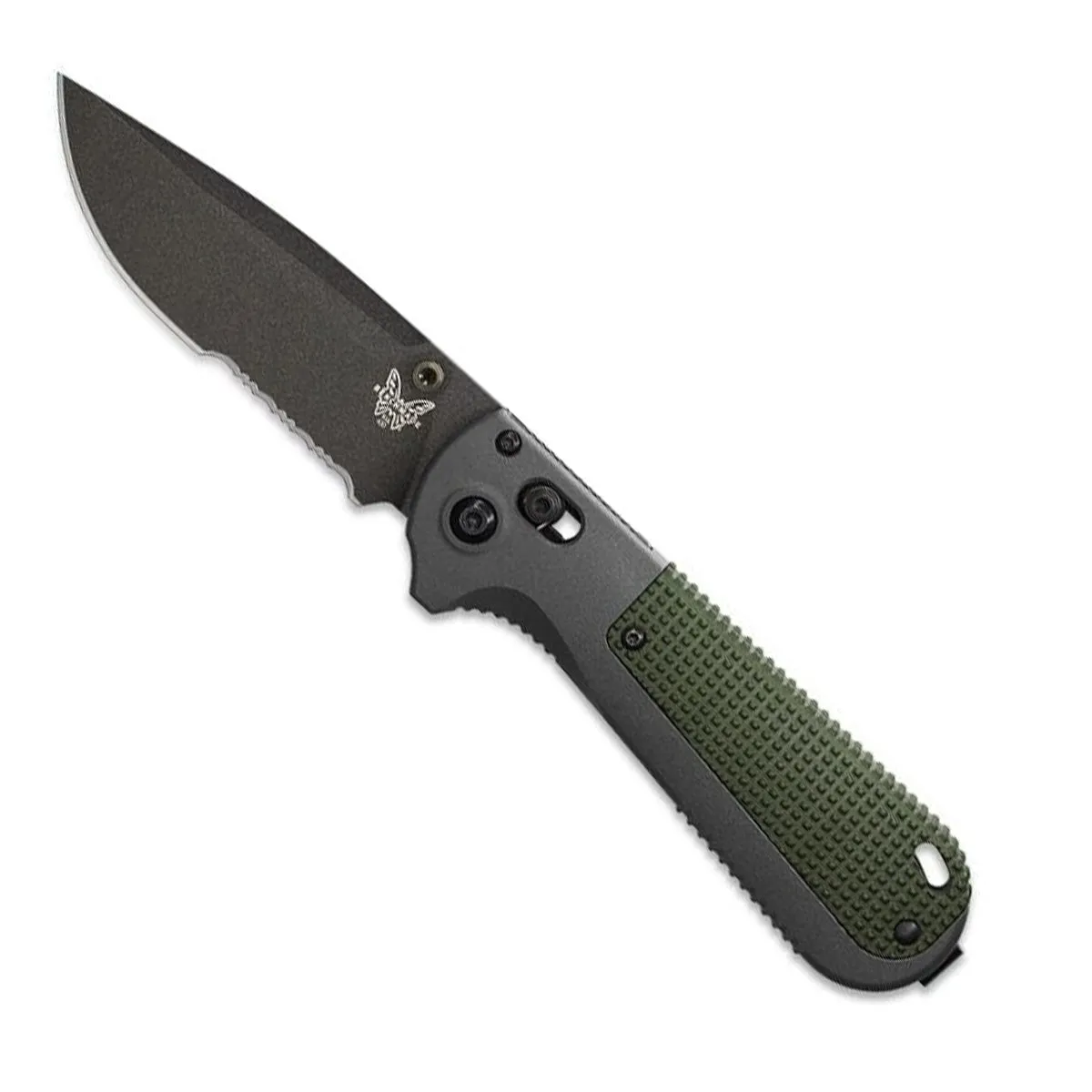 Benchmade 430SBK Redoubt Serrated Drop-Point 3.55" Gray/Green Grivory Folding Knife