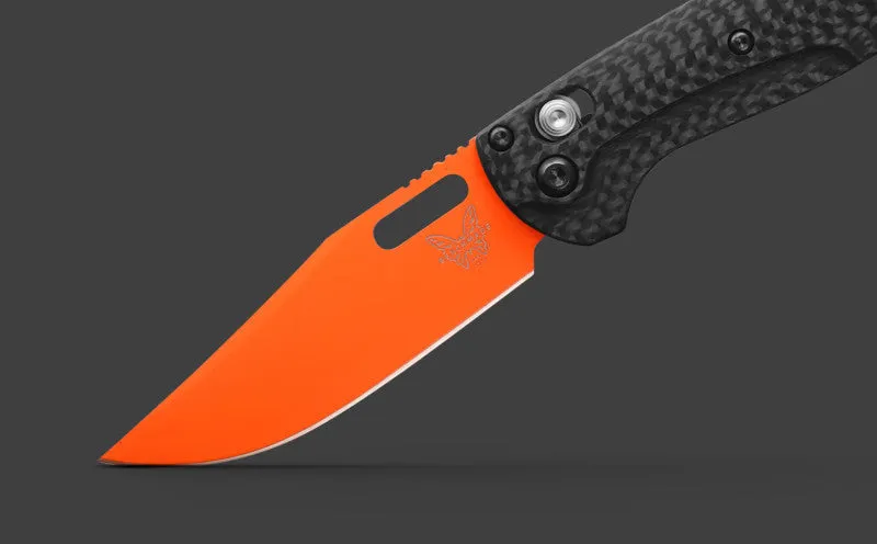 Benchmade Mini Taggedout Carbon Fiber 3.04" Plain Edge Folding Pocket Knife (15533OR-01)