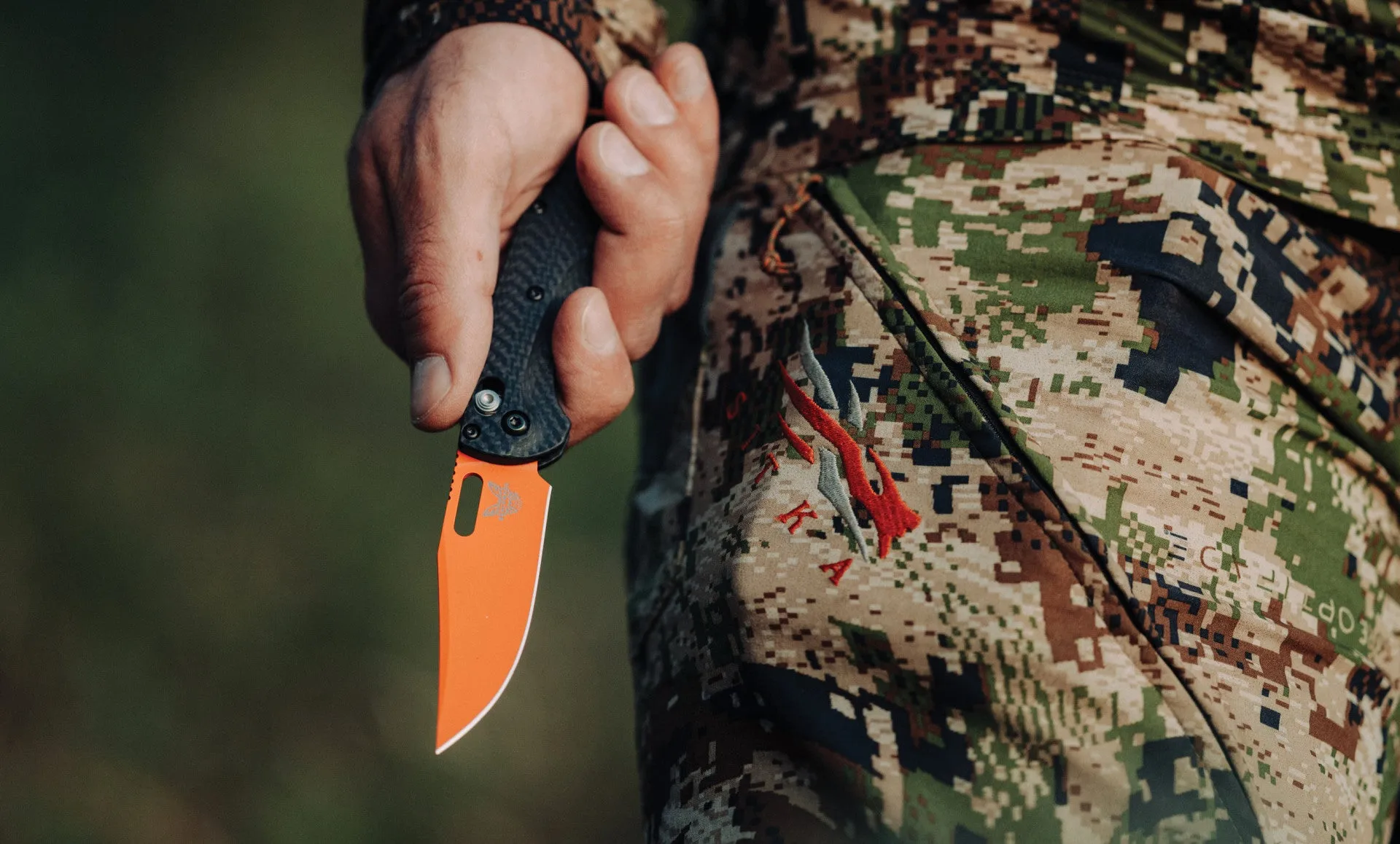 Benchmade Mini Taggedout Carbon Fiber 3.04" Plain Edge Folding Pocket Knife (15533OR-01)